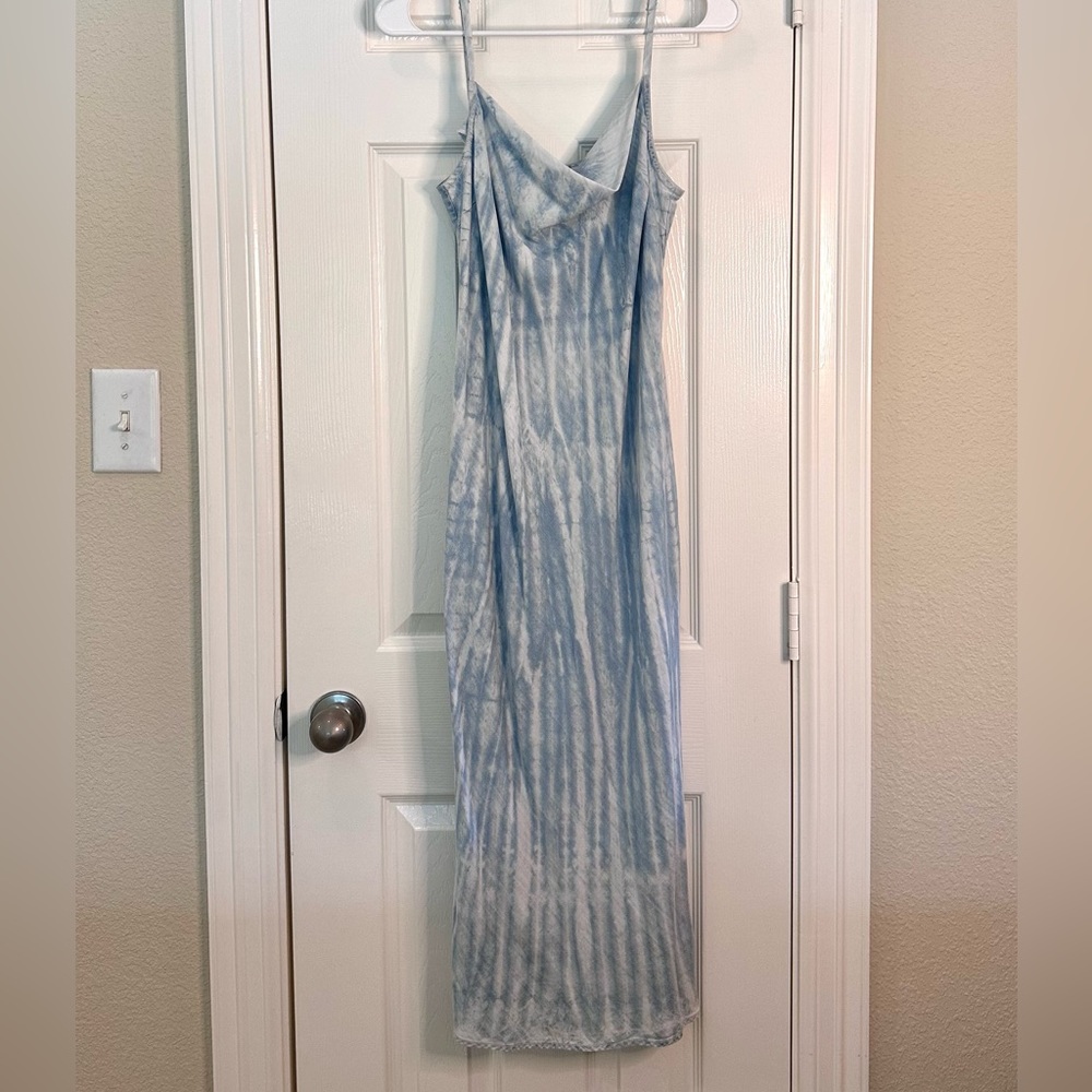 Light Denim Cloth & Stone Midi Cowl Neck Dress, M